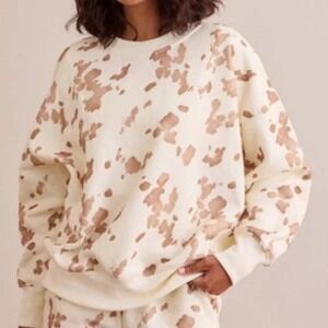 Altar'd State AS Revival Cow Print Sweatshirt in Cream and Brown Size L